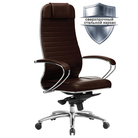 Кресло офисное МЕТТА SAMURAI KL-1.04, кожа, темно-коричневое