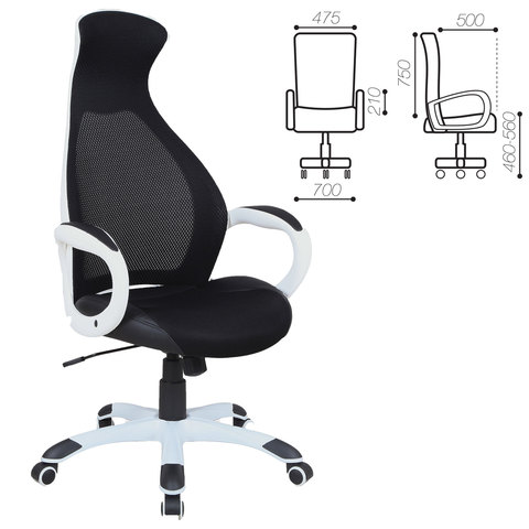 Кресло офисное BRABIX PREMIUM Genesis EX-517, пластик белый, ткань/экокожа/сетка черная, 531573