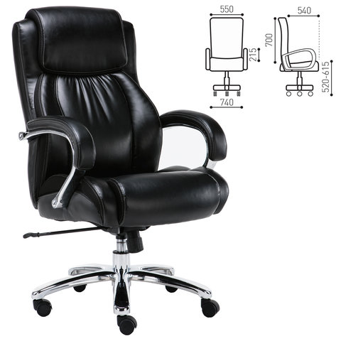 Кресло офисное BRABIX PREMIUM Status HD-003, нагрузка до 250 кг, рециклированная кожа, хром, черное, 531821