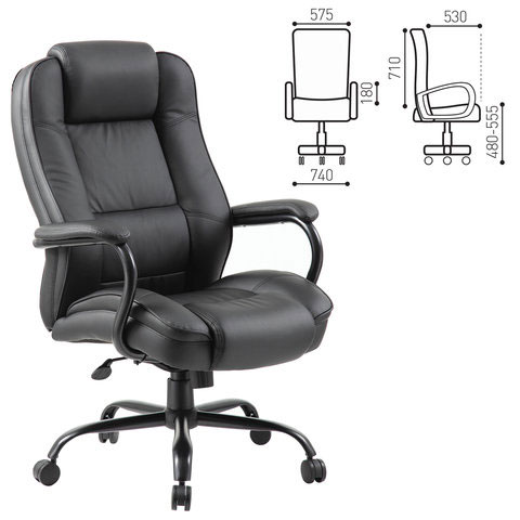Кресло офисное BRABIX PREMIUM Heavy Duty HD-002, усиленное, НАГРУЗКА до 200 кг, экокожа, 531829