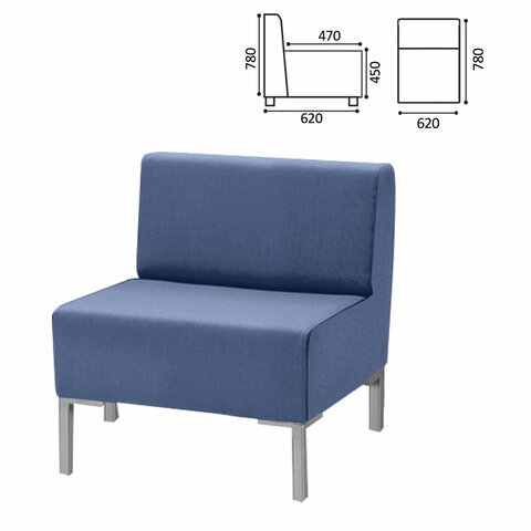 Кресло мягкое Хост М-43, 620х620х780 мм, без подлокотников, экокожа, голубое