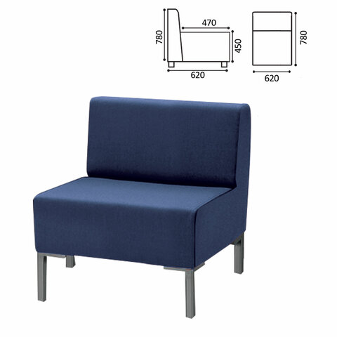 Кресло мягкое Хост М-43, 620х620х780 мм, без подлокотников, экокожа, темно-синее