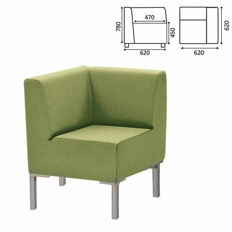Кресло мягкое угловое Хост М-43, 620х620х780 мм, без подлокотников, экокожа, светло-зеленое