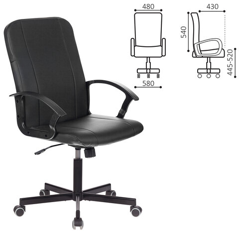 Кресло офисное BRABIX Simple EX-521, компактная упаковка, экокожа, черное, 532103