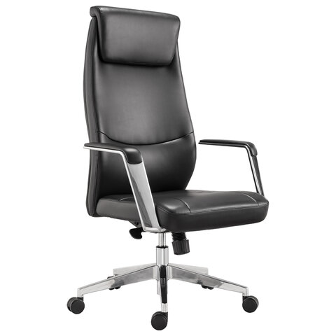 Кресло офисное BRABIX PREMIUM Jazz EX-757, синхромеханизм, алюминий, экокожа, черное, 532489