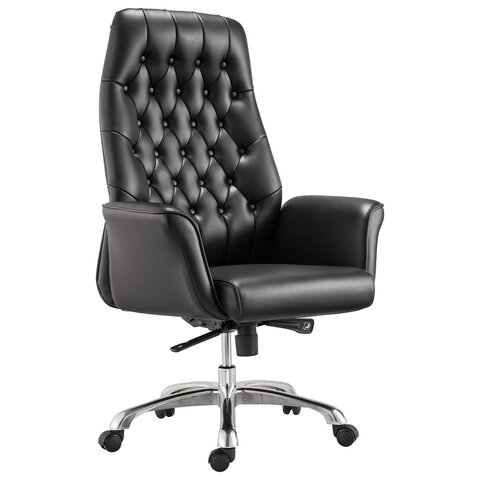 Кресло офисное BRABIX PREMIUM Legacy EX-750, синхромеханизм, алюминий, экокожа, черное, 532492
