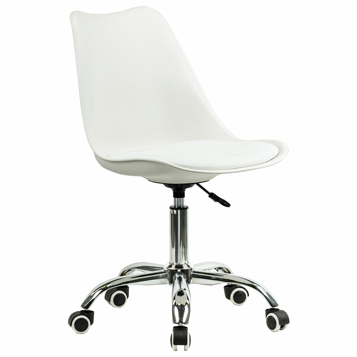 Кресло стул BRABIX "Eames MG-310 CH", хром, пластик белый, экокожа белая
