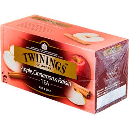 Чай черный TWININGS с ароматом и кусочками яблока, корицы и изюма байховый, 25пак, Польша, 25 пак