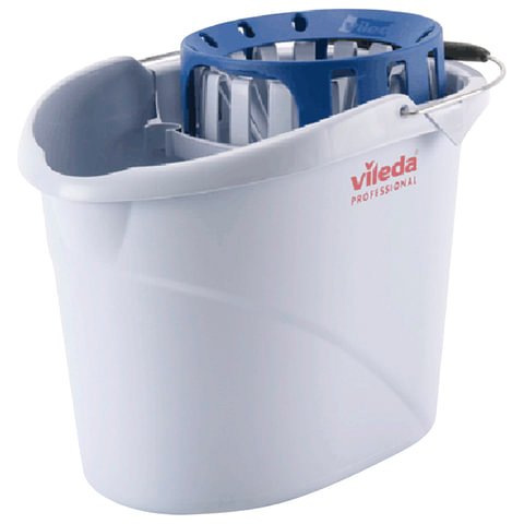 Ведро VILEDA Супер-моп, с системой отжима для веревочных и ленточных МОПов, овальное, объем 10 л, 122705
