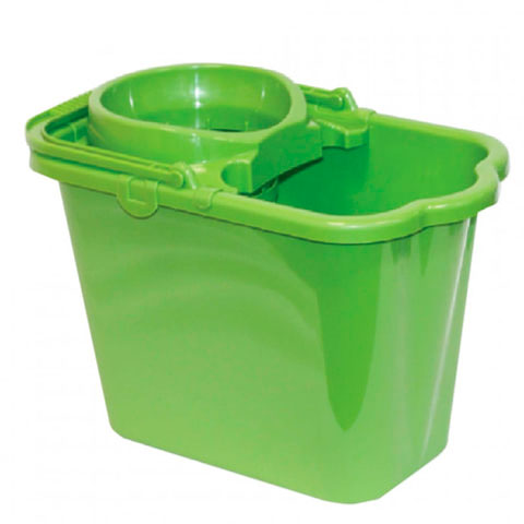 Ведро 9,5 л для уборки КОМПЛЕКТ с ОТЖИМОМ (сетчатый) пластик, зеленое (моп 602584,-585) IDEA, М2421, М 2421