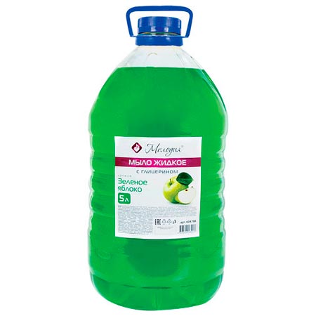 Мыло жидкое 5 л, МЕЛОДИЯ Зеленое яблоко, с глицерином, ПЭТ, 604788