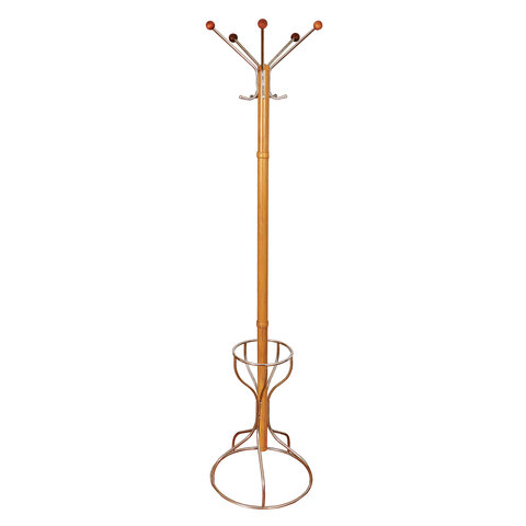 Вешалка-стойка Стелла-2МД, 1,92 м, основание 45 см, 5 крючков+место для зонтов, металл, бук