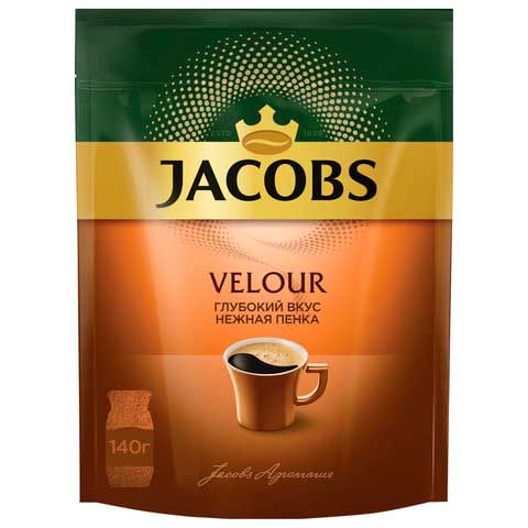 Кофе растворимый JACOBS Velour, сублимированный, 140 г, мягкая упаковка, 8051495