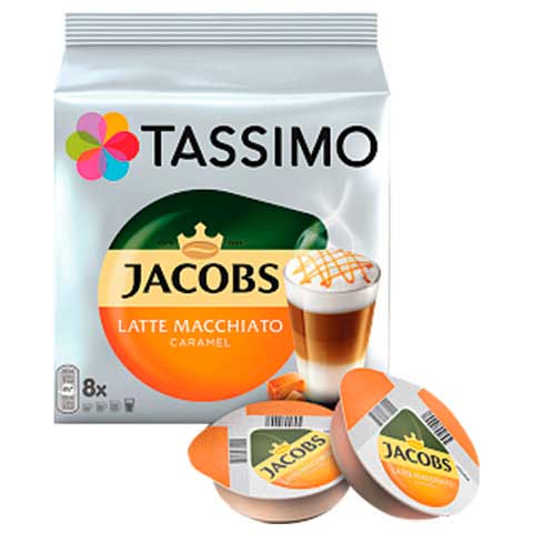 Кофе в капсулах JACOBS Latte Macchiato Caramel для кофемашин Tassimo, 8 порций (16 капсул), 8052186