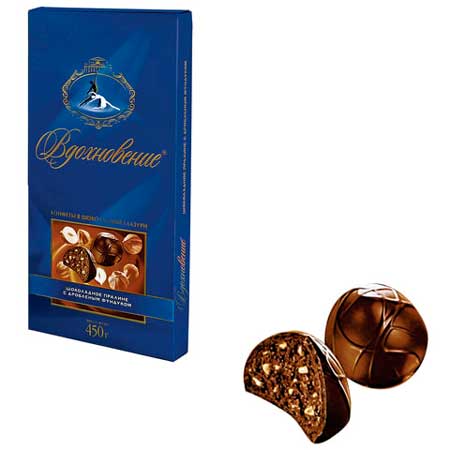 Конфеты шоколадные БАБАЕВСКИЙ Вдохновение, шоколадное пралине с дробленым фундуком, 400 г, ББ00055