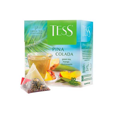 Чай TESS (Тесс) «Pina Colada», зеленый с ароматом тропических фруктов, 20 пирамидок по 1,8 г