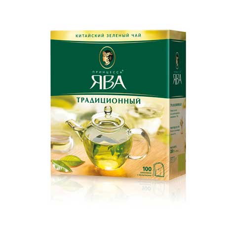 Чай ПРИНЦЕССА ЯВА, зеленый, 100 пакетиков с ярлычками по 2 г, 0880-18