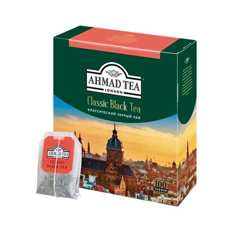 Чай AHMAD Classic Black Tea, черный, 100 пакетиков с ярлычками по 2 г, 1665-08
