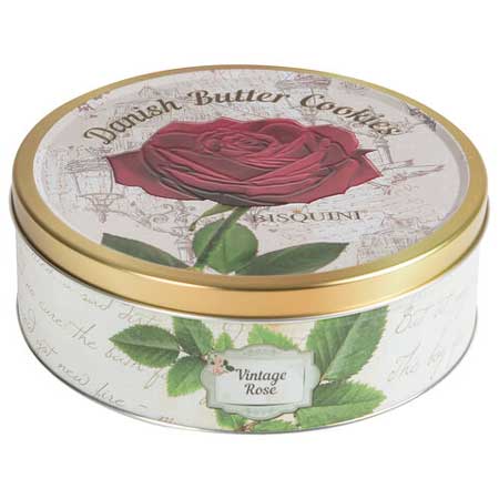 Печенье Датское BISQUINI  "Vintage Rose" Винтажная Роза, ассорти, жестяная банка, 400 г,