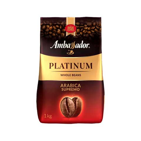 Кофе в зернах AMBASSADOR Platinum 100% арабика, 1 кг, вакуумная упаковка