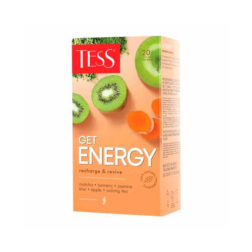 Чай TESS (Тесс) "Get Energy", зеленый с ароматом киви и жасмина, 20 пакетиков по 1,5 г, 1670-12