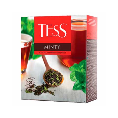 Чай TESS Minty черный с мятой, 100 пакетиков по 1,5 г