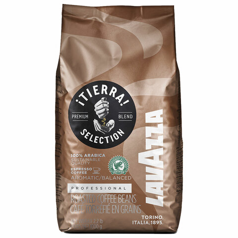 Кофе в зернах LAVAZZA Tierra Selection, 1000 г, вакуумная упаковка, FOOD SERVICE, ш/к 51423