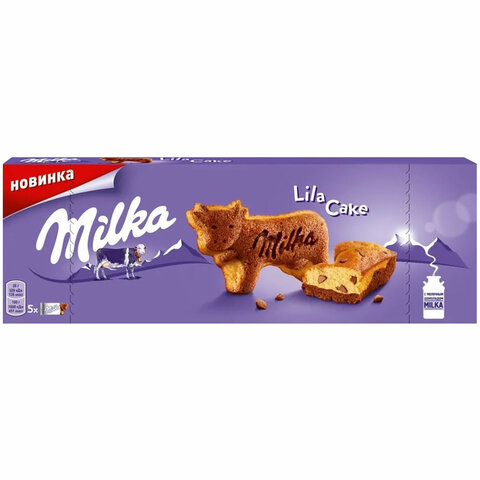 Пирожное MILKA (Милка) бисквитное Lila Cake, с кусочками шоколада и какао, 140 г, 99112