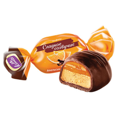 Конфеты шоколадные KONTI Сладкое созвучие со вкусом шоколада и апельсина, 1000 г, пакет, 13914