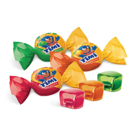 Конфеты желейные TIMI Mix со вкусами яблока, апельсина и малины, 1000 г, пакет, 15880