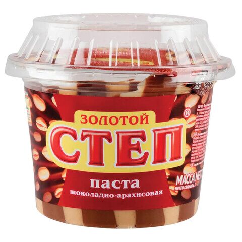 Паста десертная СЛАВЯНКА Золотой Степ, шоколадно-арахисовая, 220 г, пластиковая банка, 30600