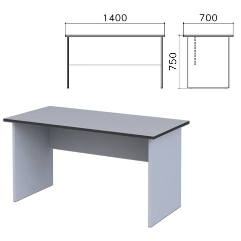 Стол письменный Монолит, 1400х700х750 мм, цвет серый, СМ2.11