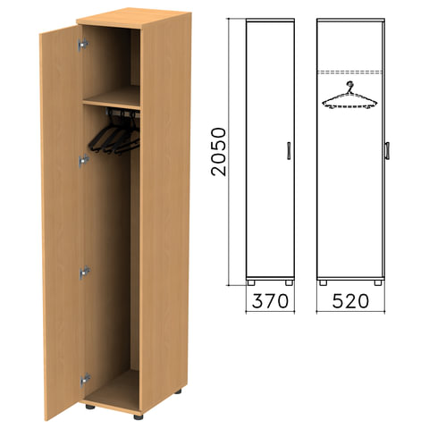 Шкаф для одежды Монолит, 370х520х2050 мм, цвет бук бавария, ШМ52.1