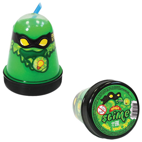 Слайм (лизун) Slime Ninja, светится в темноте, зеленый, 130 г, ВОЛШЕБНЫЙ МИР, S130-18