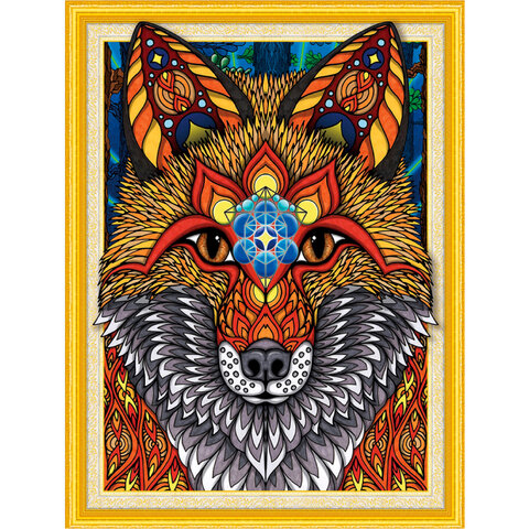 Картина стразами (алмазная мозаика) сияющая 40х50 см, ОСТРОВ СОКРОВИЩ Рыжая лисица, без подрамника, 662448