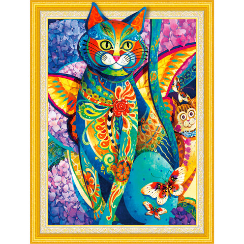 Картина стразами (алмазная мозаика) сияющая 40х50 см, ОСТРОВ СОКРОВИЩ Восточный кот, без подрамника, 662450