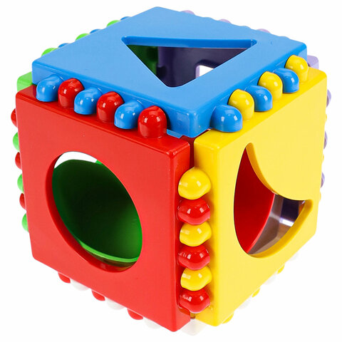 Логический куб Мини пластиковый, ширина 8х8 см, 6 стенок, 6 форм, РЫЖИЙ КОТ, И-3928