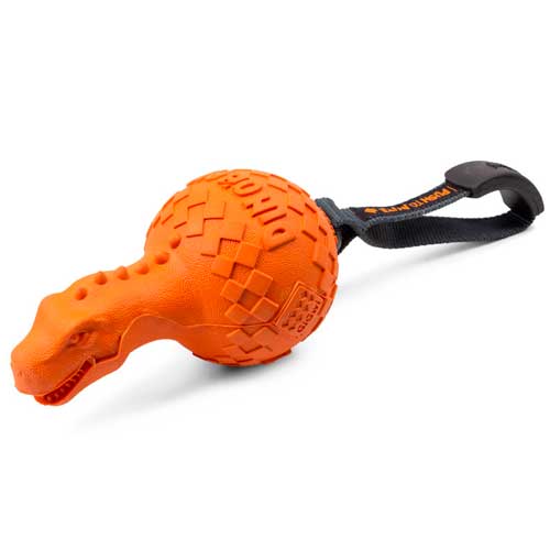 Игрушка для собак  Динобол Т-рекс с отключаемой пищалкой,оранжевый