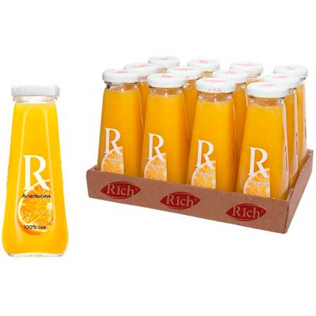 Сок Rich апельсин стекл. бут. 0,2л 12 шт/уп
