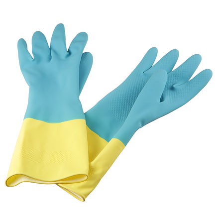 Перчатки латексные хозяйственные р-р L, household GLOVES AST -Bi-color,сине/жёлтые
