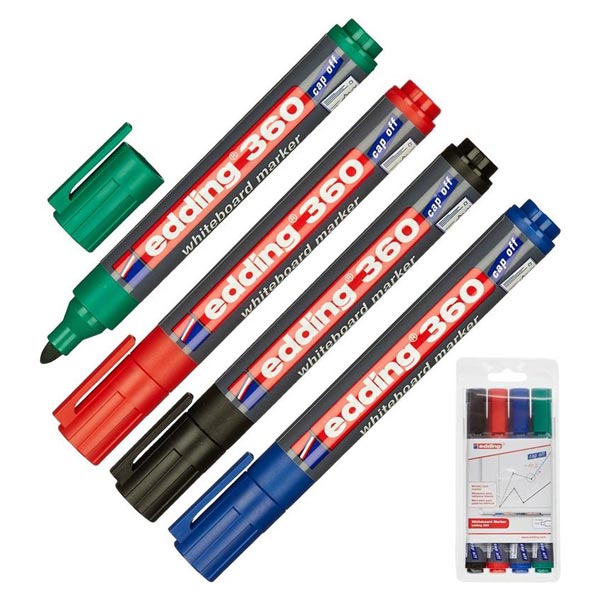 Набор маркеров для досок Edding e-360/4S 4 цвета (толщина 1.5-3 мм)