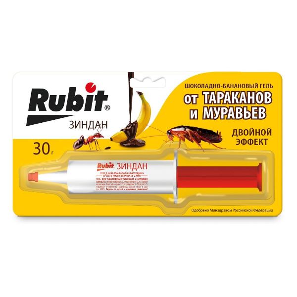 Гель от тараканов и муравьев RUBIT ЗИНДАН М (шприц 30г) шоколадно-банановый 42642