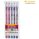 Набор гелевых ручек Crown Hi-Jell Color 5шт., 5цв., 0,5мм, ПВХ уп., европодвес