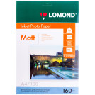 Фотобумага А4 для стр. принтеров Lomond, 160г/м2 (100л) мат.одн.