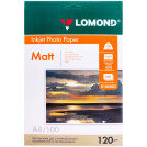 Фотобумага А4 для стр. принтеров Lomond, 120г/м2 (100л) мат.одн.