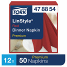 Салфетки бумажные нетканые сервировочные TORK LinStyle Premium, 39х39 см, 50 шт., красные, 478854