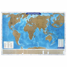 Политическая скретч-карта мира Путешествия 86х60 см, 1:37,5М, в тубусе, BRAUBERG, 112391