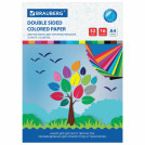 Цветная бумага А4 2-сторонняя мелованная, 32 листа 16 цветов, на скобе, BRAUBERG, 200х280 мм, Деревце, 113537
