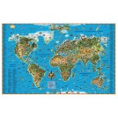 Карта настенная для детей Мир, размер 116х79 см, ламинированная, 629, 450