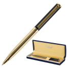 Ручка подарочная шариковая GALANT Black Melbourne, корпус золотистый с черным, золотистые детали, пишущий узел 0,7 мм, синяя, 141356